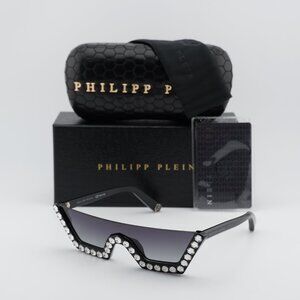 Philipp Plein SPP031S 0700 Shield Sunglasses - Black/Grey